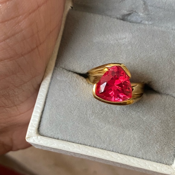 S925 Trillion Cut Ruby Ring - Picture 10 of 12